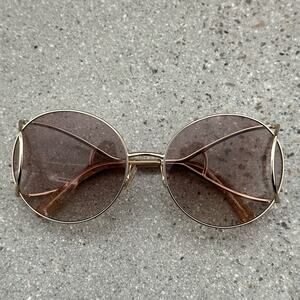 Chloé Gold/Peach Round Sunglasses